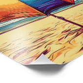 Impression Photo Parapluie multicolore au milieu du sable (Coin)