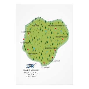 Impression Photo Parc national de Dartmoor Carte d'Angleterre