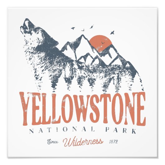 Impression Photo Parc national de Yellowstone Montagnes Wolf Vintag (Devant)