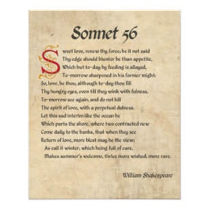 Impression Photo Parchemin Shakespeare Sonnet 56