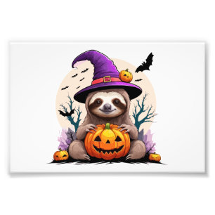 Impression Photo Paresseux Chapeau Rose Halloween