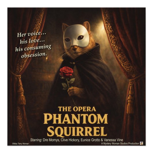 Impression Photo Parodie de l'Opéra Fantôme Écureuil (Devant)