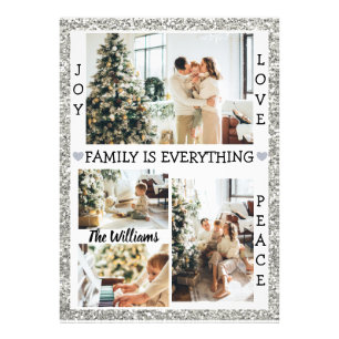 Impression Photo Parties scintillant Argent Joy Love Peace Nom de f