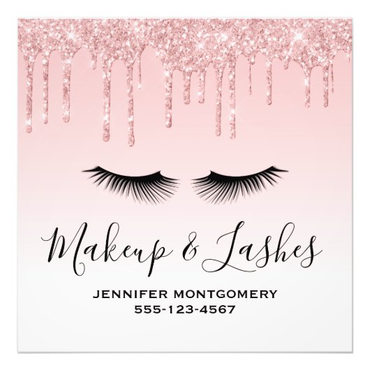 Impression Photo Parties scintillant de séchage rose moderne et cil (Devant)