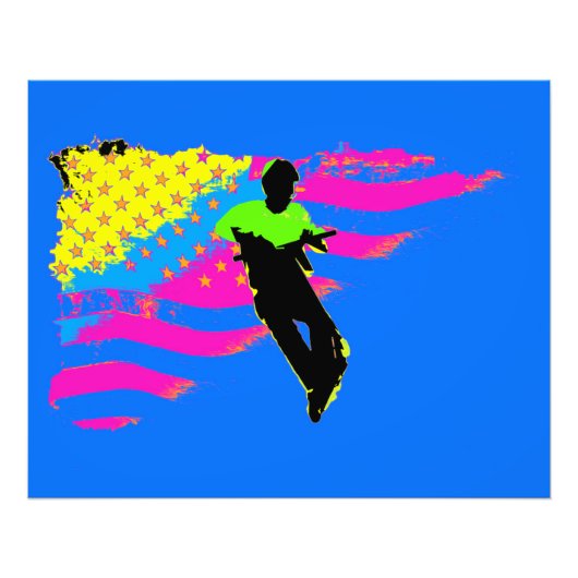 Impression Photo Patriotique Scooter Rider et US Drapeau Artwork (Devant)