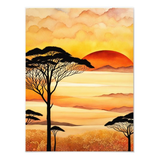 Impression Photo Paysage africain du coucher de soleil (Devant)