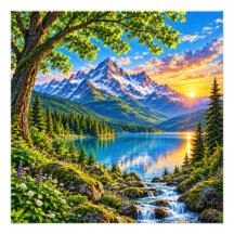 Paysage artistique du lac de montagne alpin majest