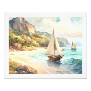 Impression Photo Paysage avec mer et voiliers