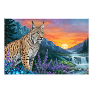 Impression Photo Paysage de la cascade solaire de Bobcat/Lynx cat
