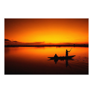Impression Photo Paysage du coucher de soleil avec un bateau-68465