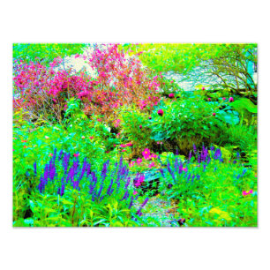 Impression Photo Paysage du jardin de printemps vert avec pivoines