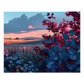 Impression Photo Paysage dynamique du terrain du coucher de soleil (Devant)