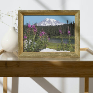 Impression Photo Paysage Pittoresque du Mont Rainier et Fleur sauva