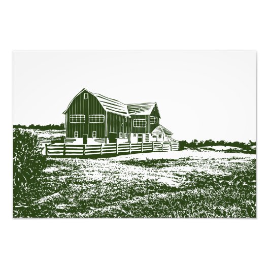 Impression Photo Paysage rural maison de ferme de style coupe (Devant)