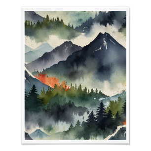 Impression Photo Paysage vintage des montagnes japonaises