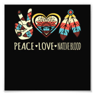 Impression Photo Peace Love Native Blood American Day Fierté Suppo