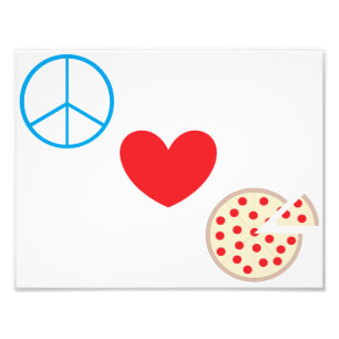 Impression Photo Peace Love Pizza 8,5"x11" Décoration murale de cui