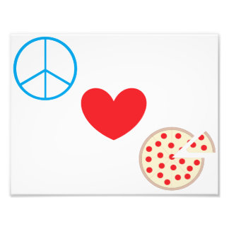 Impression Photo Peace Love Pizza 8,5"x11" Décoration murale de cui