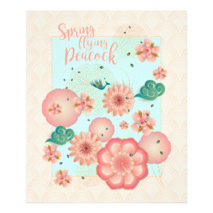 Impression Photo Pêche de printemps Jardin volant Peacock Ornement