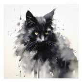 Impression Photo Peinture à l'encre de chat noire (Devant)