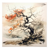 Impression Photo Peinture à l'encre de l'arbre tordu (Devant)