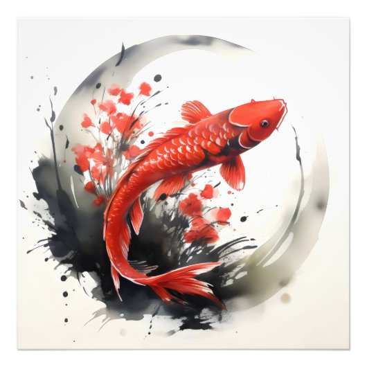 Impression Photo Peinture à l'encre de poisson rouge (Devant)