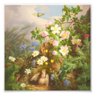 Impression Photo Peinture à l'huile de fleurs sauvages vintage et o