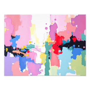 Impression Photo Peinture Abstraite Colorée avec Taches et Gouttes
