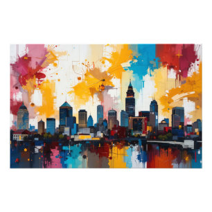 Impression Photo Peinture abstraite de la skyline d'Atlanta, Géorgi