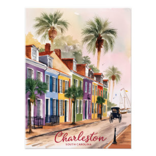 Impression Photo Peinture aquarelle Charleston Caroline du Sud