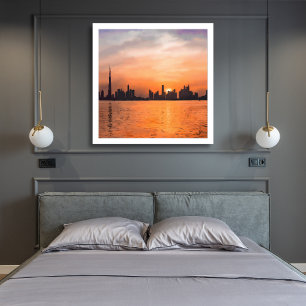 Impression Photo Peinture aquarelle du coucher de soleil sur la sky