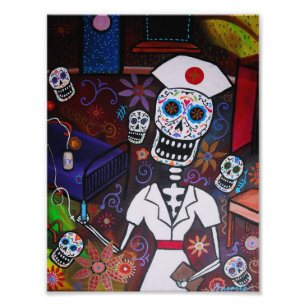 Impression Photo Peinture de Dia de los Muertos Nurse