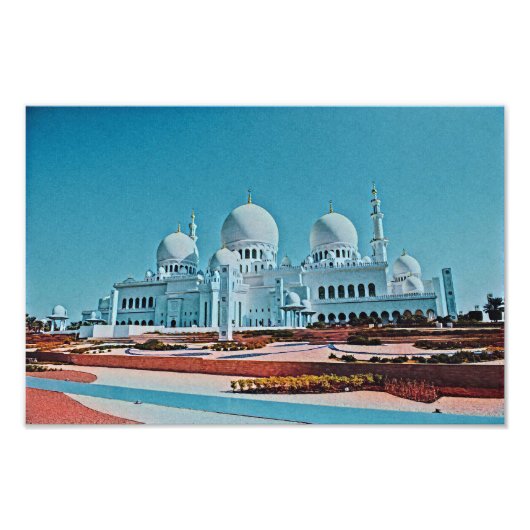 Impression Photo Peinture de mosquée d'Abu Dhabi (Devant)