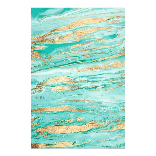 Impression Photo Peinture Liquide Mint Or Abstrait en Marbre (Devant)