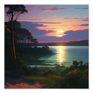 Impression Photo Peinture paisible du lac Sunset