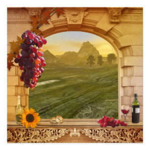 Impression Photo Peinture vintage romantique de vignoble (mariage)