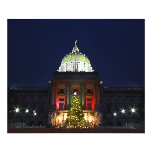 Impression Photo Pennsylvania State Capitol Christmas Tree Lights (Devant)