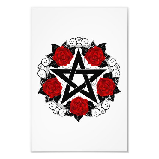 Impression Photo Pentagramme aux roses rouges (Devant)