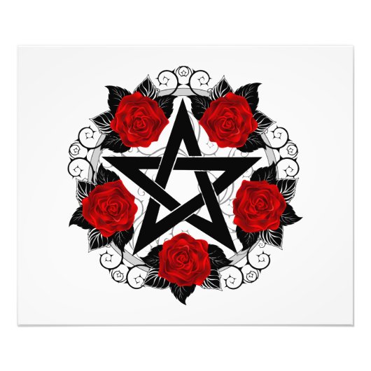 Impression Photo Pentagramme aux roses rouges (Devant)