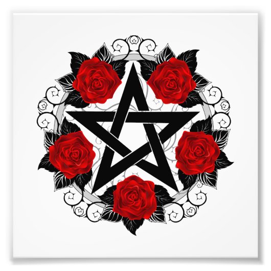 Impression Photo Pentagramme aux roses rouges (Devant)