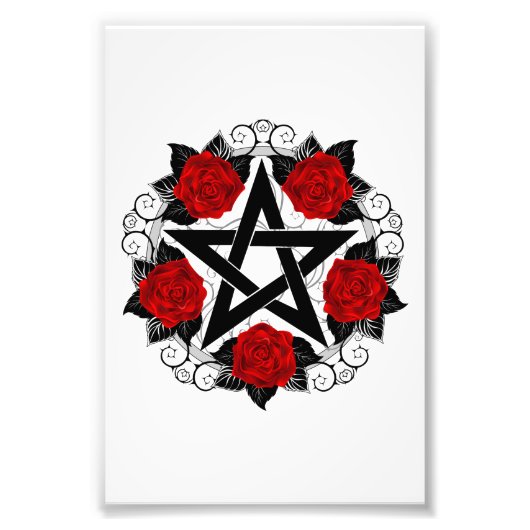 Impression Photo Pentagramme avec des roses rouges (Devant)