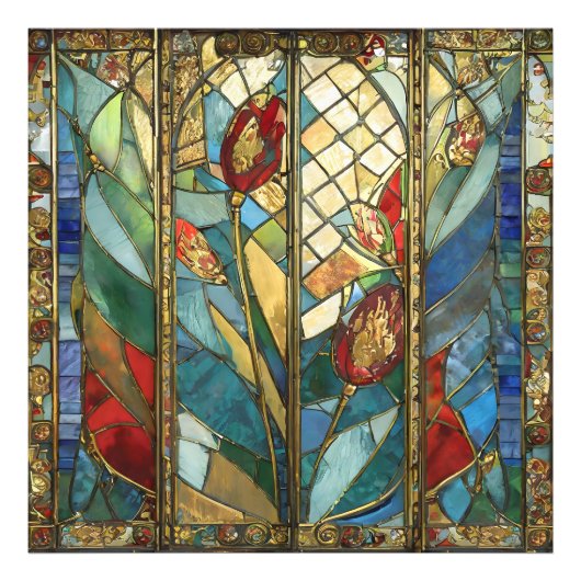 Impression Photo Pépites en chef rouges en verre tendu au lever du (Devant)