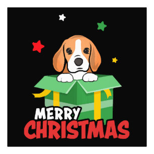 Impression Photo Père Noël Beagle Amoureux de Chien Joyeux Noël Xma