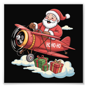 Impression Photo Père Noël de Noël Pilote Avion Volant Cadeau