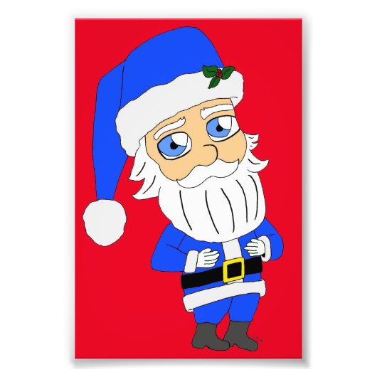 Impression Photo Père Noël en tenue bleue Chibi (Devant)