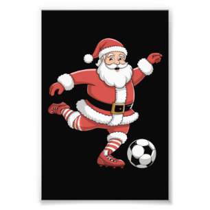 Impression Photo Père Noël Joue au Football Noël Sports