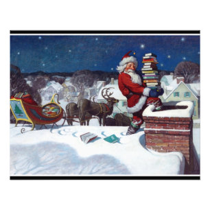 Impression Photo Père Noël Livres à Noël,