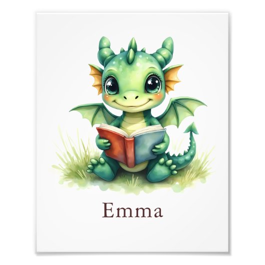 Impression Photo Personalized Baby Dragon Art Print Custom Nursery (Devant)