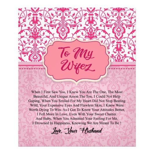 Impression Photo Personnalisé À Ma Femme | Idea Valentine Cadeaux (Devant)