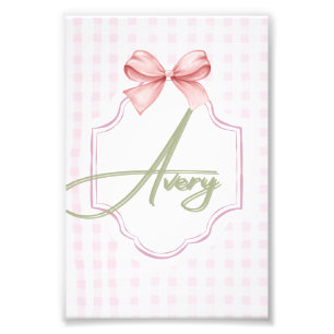 Impression Photo Personnalisé Avery Baby Girl Nursery Bow&En vichy